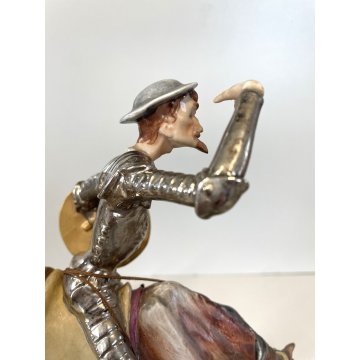 GRANDE SCULTURA PORCELLANA Capodimonte  Don Chisciotte Sancho Panza RARO VINTAGE