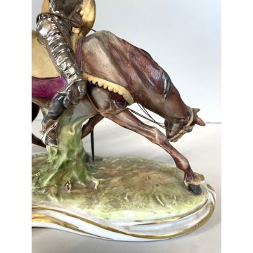 GRANDE SCULTURA PORCELLANA Capodimonte  Don Chisciotte Sancho Panza RARO VINTAGE