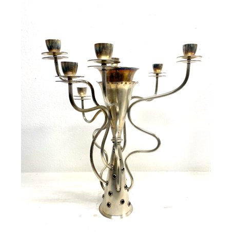 CANDELABRO 7 BRACCI DESIGN Borek Sipek Driade KOSMO ACCIAIO ARGENTATO CANDELIERE