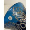 ANTICA COPPA CRISTALLO BLUE TRASPARENTE INCASTONATA ARGENTO BIEDERMEIER 15 cm/h