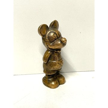 SCULTURA BRONZO TOPOLINO FERMACARTE ITALY ANNI '60 RARO PAPERWEIGHT OLD DISNEY