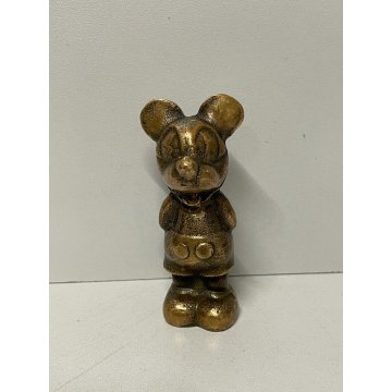 SCULTURA BRONZO TOPOLINO FERMACARTE ITALY ANNI '60 RARO PAPERWEIGHT OLD DISNEY