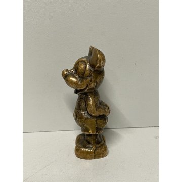 SCULTURA BRONZO TOPOLINO FERMACARTE ITALY ANNI '60 RARO PAPERWEIGHT OLD DISNEY