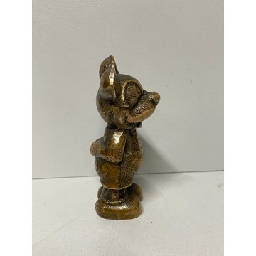 SCULTURA BRONZO TOPOLINO FERMACARTE ITALY ANNI '60 RARO PAPERWEIGHT OLD DISNEY