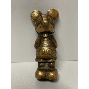 SCULTURA BRONZO TOPOLINO FERMACARTE ITALY ANNI '60 RARO PAPERWEIGHT OLD DISNEY