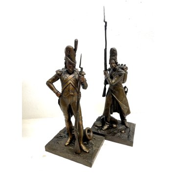 COPPIA ANTICO BRONZO SCULTURA Théodore GECHTER French Soldiers (1805-1815)