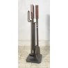 SET ATTREZZI DA CAMINO DESIGN AFRA & TOBIA SCARPA ANNI 80 DIMENSIONE FUOCO FERRO
