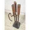 SET ATTREZZI DA CAMINO DESIGN AFRA & TOBIA SCARPA ANNI 80 DIMENSIONE FUOCO FERRO