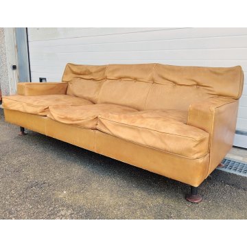 DIVANO Square PELLE brandy VINTAGE epoca 1962 DESIGN Marco Zanuso x ARFLEX sofa