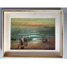 QUADRO OLIO Giovanni Morello PAESAGGIO MARINA PESCATORI GOLFO di PALERMO SICILIA