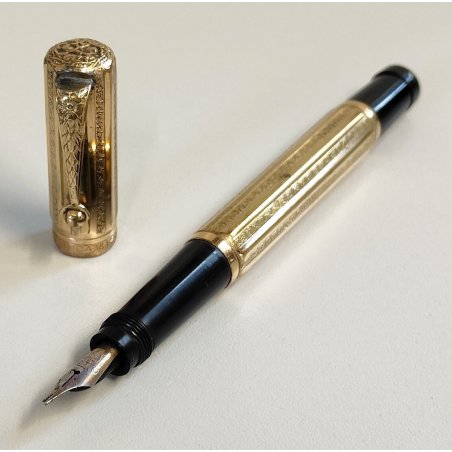 ATLANTICA Antica Penna Stilografica RETRATTILE Safety ORO 18kr OLD FOUNTAIN PEN