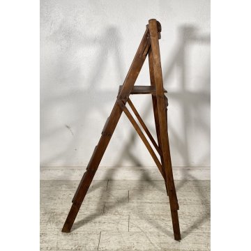 ANTICA SCALETTA PIEGHEVOLE LEGNO FAGGIO FINE 1800 PRIMI 1900 SCALA LIBRERIA OLD