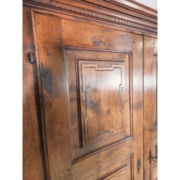 ANTICO ARMADIO 2 ANTE epoca 1600 GUARDAROBA PIEMONTESE legno NOCE dispensa STIPO