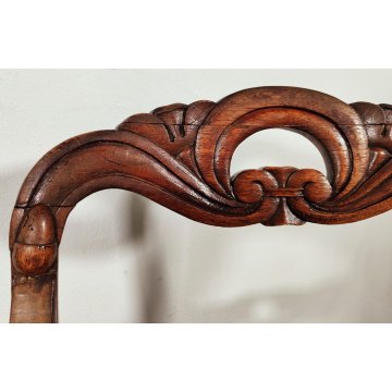 ANTICA COPPIA POLTRONA Impero 1800 IMBOTTITA legno NOCE stoffa MISSONI sedia