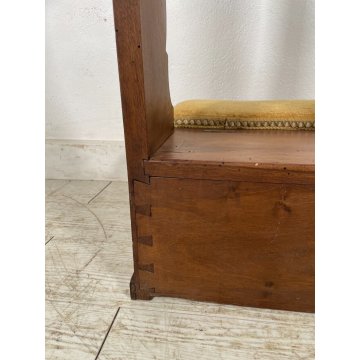 ANTICO INGINOCCHIATOIO LEGNO NOCE MASSELLO CASSETTO STOFFA CHIESA 1800 EPOCA