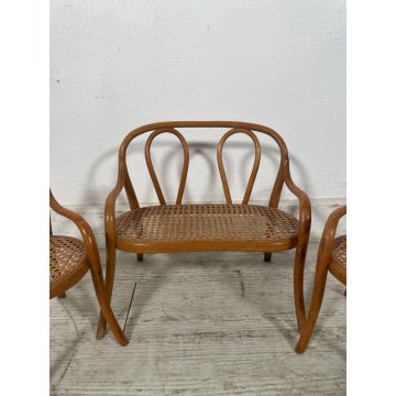 THONET SALOTTO MINIATURA PICCOLO BAMBINO BAMBOLE PAGLIA VIENNA epoca '900 SEDIA