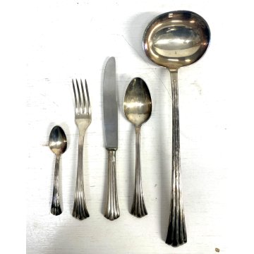 SET POSATE 6 Persone 25 pz. METALLO ARGENTATO PUNZONE Art Decò ANNI '30