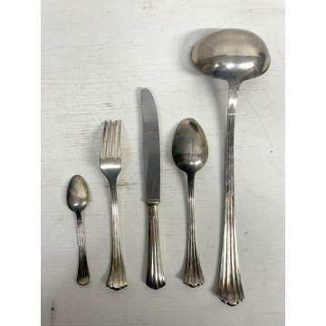 SET POSATE 6 Persone 25 pz. METALLO ARGENTATO PUNZONE Art Decò ANNI '30