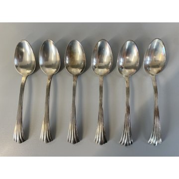 SET POSATE 6 Persone 25 pz. METALLO ARGENTATO PUNZONE Art Decò ANNI '30