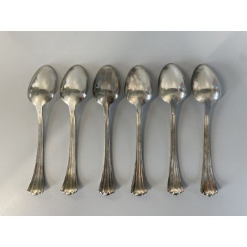 SET POSATE 6 Persone 25 pz. METALLO ARGENTATO PUNZONE Art Decò ANNI '30