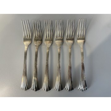 SET POSATE 6 Persone 25 pz. METALLO ARGENTATO PUNZONE Art Decò ANNI '30