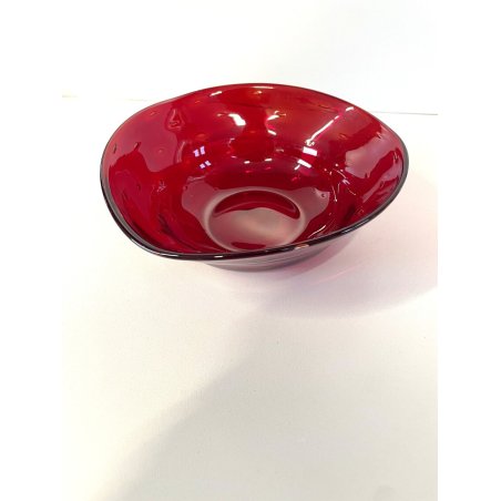ANTICA BOWL CIOTOLA SVUOTATASCHE VETRO MURANO ROSSO RUBINO BULLICANTE '50/60