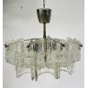 LAMPADARIO SOFFITTO ANNI 70 DESIGN VETRO HANGING LAMP GLASS VINTAGE 6 LUCI EPOCA