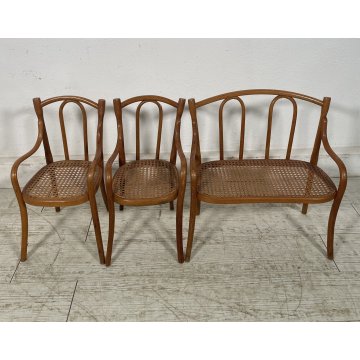 PICCOLO SALOTTO THONET MINIATURA BAMBOLE PAGLIA VIENNA epoca '900 SEDIA GIOCO