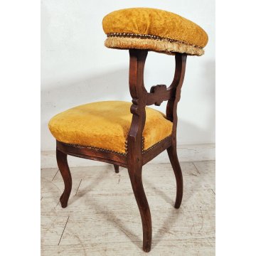 COPPIA ANTICA SEDIA INGINOCCHIATOIO epoca 800 Luigi Filippo IMBOTTITA legno NOCE