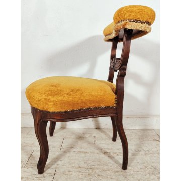 COPPIA ANTICA SEDIA INGINOCCHIATOIO epoca 800 Luigi Filippo IMBOTTITA legno NOCE