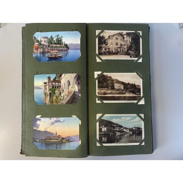 ANTICO ALBUM CARTONATO RACCOLTA CARTOLINE Souvenir  ITALIA e LAGO MAGGIORE 1915