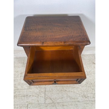 ANTICO COMODINO 3 CASSETTI LEGNO NOCE epoca '900 CASSETTIERA CANTERANO stile 800