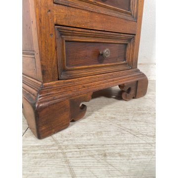 ANTICO COMODINO 3 CASSETTI LEGNO NOCE epoca '900 CASSETTIERA CANTERANO stile 800