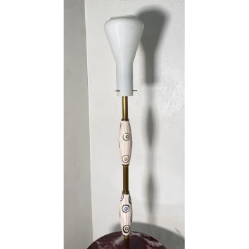 LAMPADA TERRA VINTAGE PIANTANA VETRO OTTONE CERAMICA LUME MIDCENTURY FLOOR LAMP