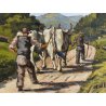 COPPIA QUADRO DIPINTO OLIO TAVOLA C. Domenici PAESAGGIO CONTADINI PASCOLO BUOI