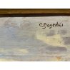 COPPIA QUADRO DIPINTO OLIO TAVOLA C. Domenici PAESAGGIO CONTADINI PASCOLO BUOI