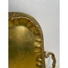 GRANDE VASSOIO OTTONE RETTANGOLARE 80cm EPOCA 900 BORDI SAGOMATI MANICI DORATO