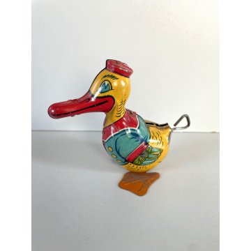 GIOCATTOLO LATTA VINTAGE DONALD DUCK TIN Windup TOY Bell 263 MADE in ITALY '30