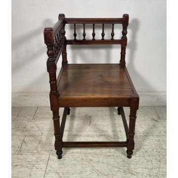 ANTICA SEDIA SCHIENALE DOPPIO AD ANGOLO LEGNO NOCE epoca 1800 OLD chair