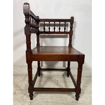 ANTICA SEDIA SCHIENALE DOPPIO AD ANGOLO LEGNO NOCE epoca 1800 OLD chair