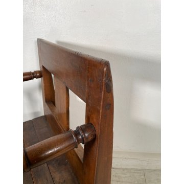 ANTICO TRONO SGABELLO RUSTICO '800 SEDIA BAULE BAITA LEGNO MASSELLO NOCE CHAIR