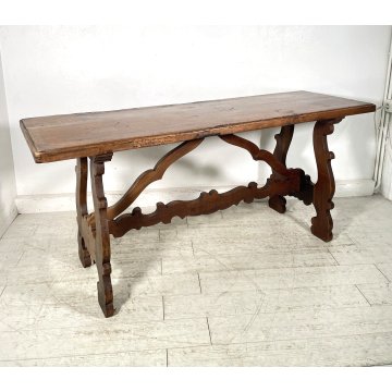 ANITCO GRANDE TAVOLO FRATINO epoca 1600 LEGNO NOCE RETTANGOLO CONSOLLE TABLE OLD