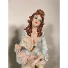 ENORME COPPIA STATUE CERAMICA CAPODIMONTE SCENA ROMANTICA MUSICISTA VIOLINO h100