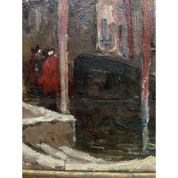 QUADRO DIPINTO OLIO E. Bonivento VENEZIA GONDOLA CANALE Ognissanti GRAN GALA 900