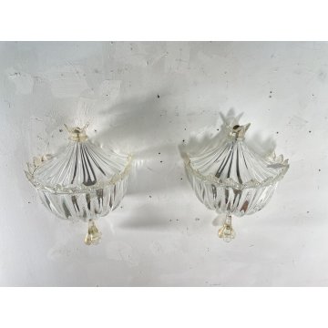 COPPIA APPLIQUE PARETE Lanterna COPPA VETRO Murano ORO Barovier & Toso ART DECO