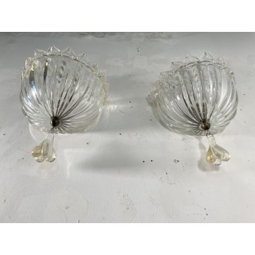 COPPIA APPLIQUE PARETE Lanterna COPPA VETRO Murano ORO Barovier & Toso ART DECO