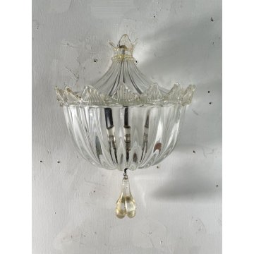 COPPIA APPLIQUE PARETE Lanterna COPPA VETRO Murano ORO Barovier & Toso ART DECO