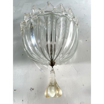 COPPIA APPLIQUE PARETE Lanterna COPPA VETRO Murano ORO Barovier & Toso ART DECO