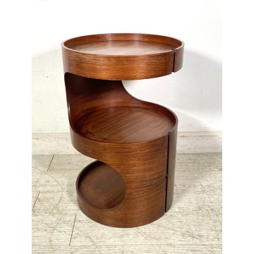 COMODINO DESIGN VINTAGE epoca '1970 LEGNO CURVATO STILE LUIGI CACCIA DOMINIONI