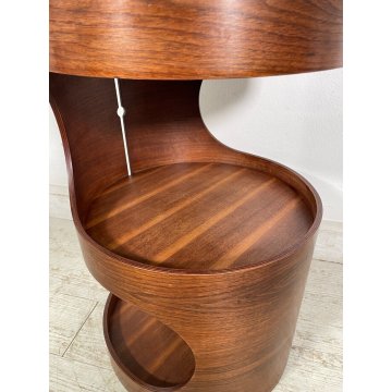 COMODINO DESIGN VINTAGE epoca '1970 LEGNO CURVATO STILE LUIGI CACCIA DOMINIONI